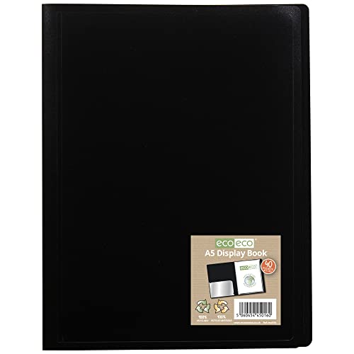 eco-eco A5 100% Recycled 40 Pocket Black Flexible Cover Portfolio Book Folder Display Book, Pack of 12, eco016x12 - Image 2