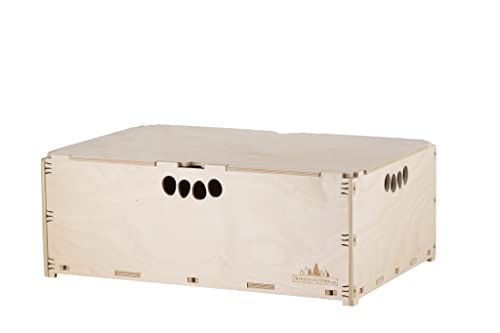 Hochbelastbar Werkzeugbox aus Holz Holzkiste Naturbelassen 60x40x23cm 44 Liter mit Deckel stapelbar Aufbewahrungsbox