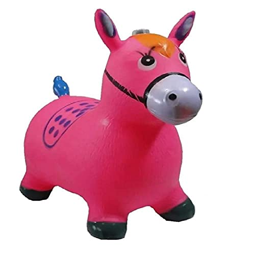 Cavalinho Upa Upa Grande Pula Pula Musical Borracha Resistente Inflável Rosa
