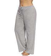 Gboomo Womens Plus Size Comfy Pajama Pants Casual Drawstring Stretch Wide Leg Sleep Lounge Pant