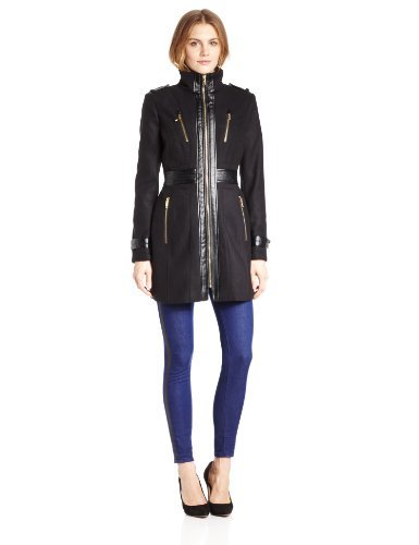 Miss Sixty Women's Zip Front Jacket With Faux-Leather Trim