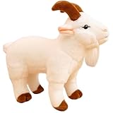 ELAINREN Lifelike White Goat Stuffed Sheep Farm Animals Cuddle Mountain Goat Plush Toy Realistic Zoo Goat Plushie Doll Gifts/9.8''