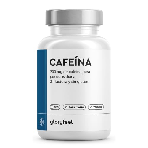 Cafeína Anhidra Pura - 365 Tabletas para 1 año - 200mg por Tableta - Estimulante natural en altas dosis de rápido efecto - Estado de alerta y energía - Probado en laboratorio y vegano