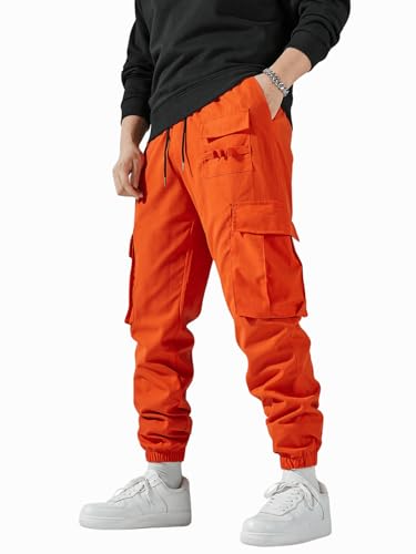 Verdusa Men's Elastic Waist Drawstring Cargo Pants Streetwear Joggers4