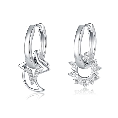 Créoles lune et soleil argent 13 mm pour illuminer votre style quotidien