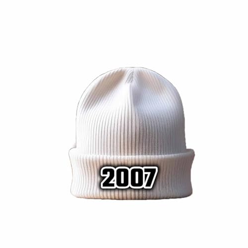 Bonnet blanc 2007 Year Cuffed Beanie protège oreilles contre le froid