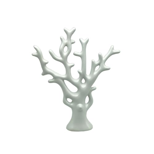Image of NOSCOMP Home Decor White Fortune Tree Statue Ceramic Figures Showpieces for Home Decor - White