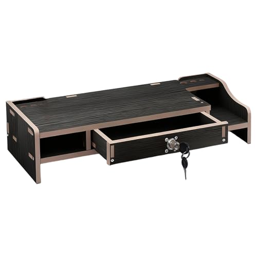 Soporte para monitor – Altura ergonómica con cajón para espacio de trabajo organizado, soporte organizador de escritorio con diseño estable para ordenador para pantalla de TV, dormitorio, restaurante