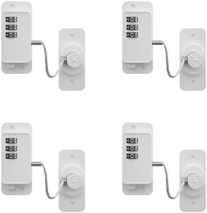 4-Pack Refrigerator Locks With Combination - Child Proof Safety Locks For Cabinets & Drawers