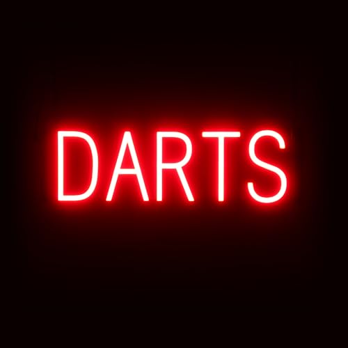 Image of SpellBrite LED Neon DARTS Sign for Business - Red, 21 inch x 6 inch | Ultra-Bright Click-Together Signage for Bars & Restaurants, with Visibility from 500 ft - 8 Animations, 6 Brightness Levels
