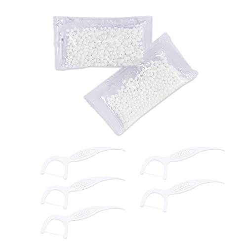 Perline per restauro temporaneo del dente da 20 g con 5 bastoncini filo interdentale, sostituzione riempimento del dente, materiale riempimento dente rotto mancante difetti della protesi mancanti