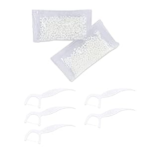 20 g tijdelijke tandrestauratie kralen met 5 flosstokken, vervanging van tandvulling, ontbrekende tand gebroken tandvulmateriaal voor ontbrekende kunstgebitdefecten