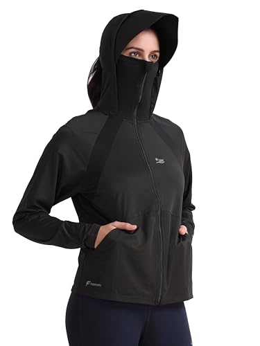 FABSPORTS Women's UV Protection Sun Screen Jacket, Full Zip Sun Protection Clothing, Lightweight with UPF 50+ Protection for Outdoors, with Pockets, Sun Protective Clothing for Women