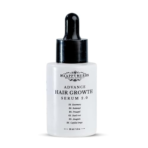 Image of Haappy Herbs Advance Hair Growth Serum 2.0 for Regrowth & Hair Fall Control | Redensyl, Procapil, Rosemary | Ayurvedic Hair Serum for Thicker, Stronger Hair | Lightweight, Non-Greasy | 30ml
