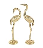 Deco 79 Aluminum Metal Flamingo Decorative Sculpture Home Decor Statues, Set of 2 Accent Figurines 15', 17'H, Gold