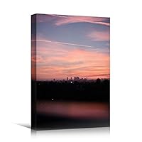 Canvas Wall Art Gradient Sunset on Skyline Coastal Multicolor Photography Relax/Calm Romantics Sunset - 12x18 inches