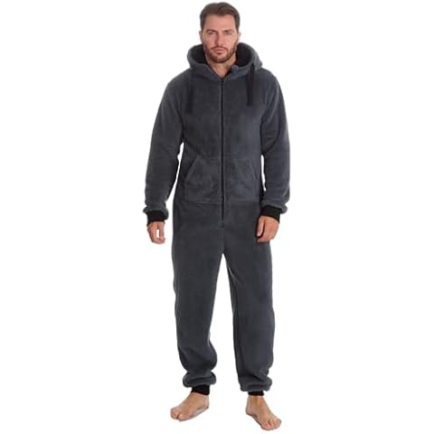 Slumber Hut Mens Snuggle Fleece Hooded Onesie Cover