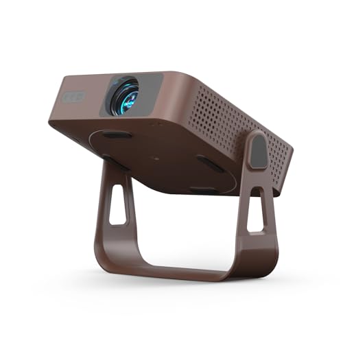 [Officially-Licensed App & Auto Focus]Brown Smart Mini Projector with WiFi and Bluetooth, XuanPad 4K Support Movie Projector, Portable Native 1080P Outdoor Projector with 360° Stand