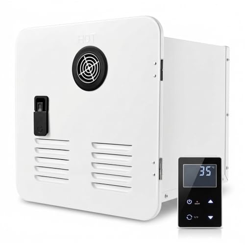 RV Tankless Water Heater 65 000 BTU On Demand Propane Instant Hot Water Heater with Dual Outlets (Front & Rear) 15x15 Inch Door 12V DC Remote Control CSA Certified for RV Camper Trailer White