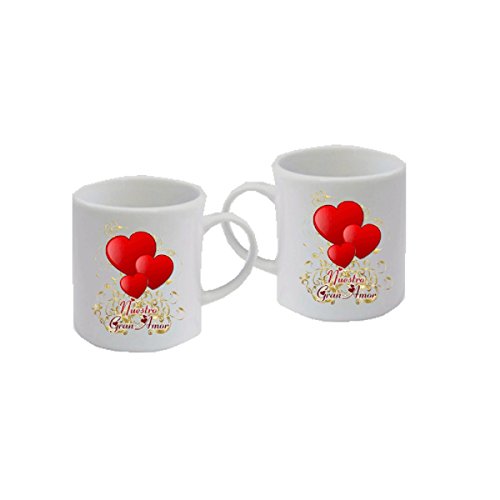 Regali Pazza idea 2 Tazzine Caffe Coppia Decorato - 100ml - Ceramica - Stile Elegante - Regalo Perfetto - Collezione Amore