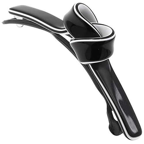 Camila Paris CP3358 French Hair Barrette Clip for Girls, Handmade, Black/White, Metal-Free Closure Strong Hold Grip Hair Clips for Women, No Slip Durable Styling Girls Hair Accessories, Made in France