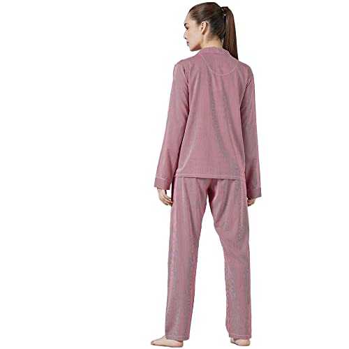 Image of INSENSE by Shoppers Stop Stripes Rayon Regular Neck Womens Top and Pyjama Set