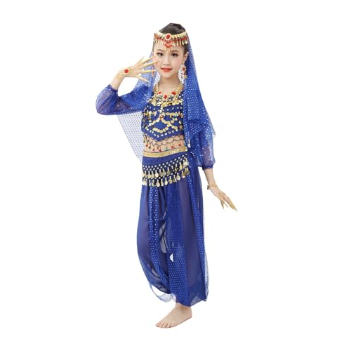 Traje de danza del vientre para niña y disfraz de carnaval con lentejuelas