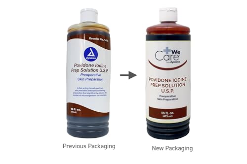 dynarex povidone iodine prep solution usp effective topical antiseptic liquid for skin and mucosa cleansing and preparation brown 1 - 16 fluid oz bottle