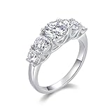 Moissanite Anillos de boda para mujer con 4 garras moissanite redondo 1ct 9K/14K/18K oro blanco / Pt950 Platino Plata, 20, Platino, Moissanita