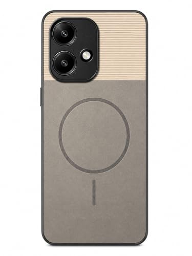 Image of Bintage Mac Safe Design Hard Slim Back Case | Soft Border Camera Protect | Dual PU Leather Finish Back Cover Compatible for Mi Redmi 13c 5G - White & Grey