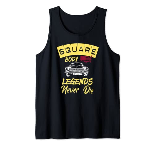 Funny Squarebody American Flag Classic Truck para hombres Camiseta sin Mangas
