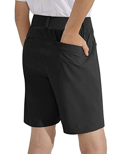 Dizoboee Boys Golf Jogger Shorts Kids Breathable Flat Front Active School Uniform Shorts With Comfort Stretch Waistband, Black, L #TOP2