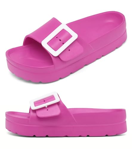Image of Haifago Women's Platform Sandals with Arch Support, Summer Beach Slides Adjustable Buckle Comfortable Lightweight EVA Slip on Slide