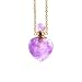 Kzbaki Heart Shape Perfume Locket Bottle Necklace Amethyst Crystal Stone Aroma Essential Oil Diffuser Pendant Necklace for Womens