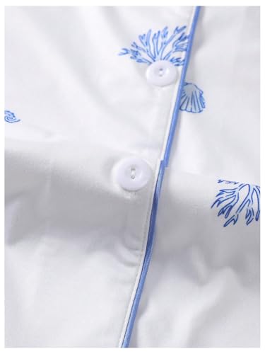 Floerns Women's Floral Pajamas Notch Collar Print Sleepwear Two Piece Pajama Set3