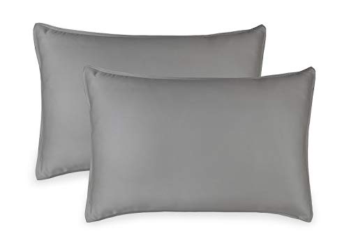 Queen Pillowcases by Pure Bamboo, Genuine 100% Organic Viscose Derived from Bamboo, Luxuriously Soft & Cooling, Double Stitching, Envelope Closure (2 Queen Pillowcases, Stone Grey)