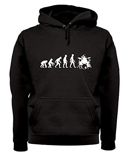 Evolution of Man Drum Player - Unisex Premium Hoodie/Hooded Top - Black - Small