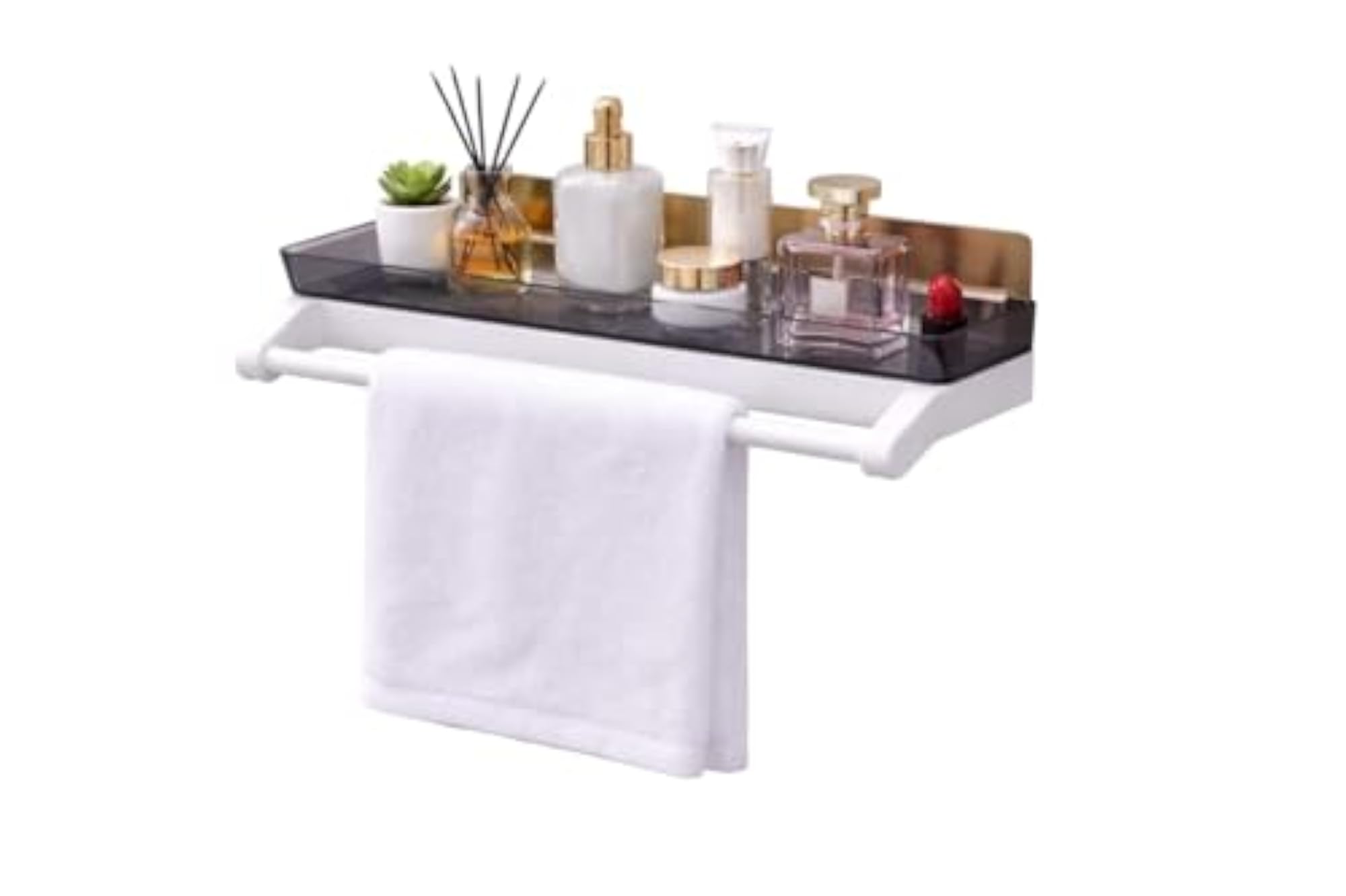 Adhesive Wall Mounted Bathroom Shelf with Towel Holder