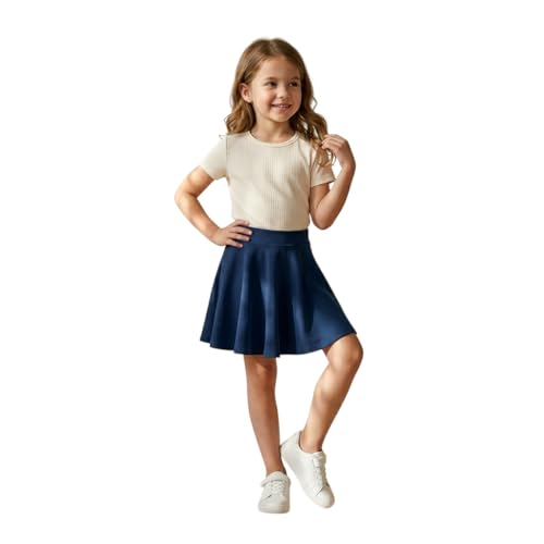 Image of HUBIBUBI Girls Skater Skirt Flared High Waisted Flippy Stretch Mini Tutu Fancy School Skirts Girls Flared High Waist Stretch Kids School Skirt 5-14 (UK, Age, 11 Years, 12 Years, Regular, Navy)