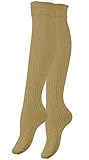Vincent Creation Stiefel Kniestrümpfe mit Umschlag, Zopfmuster, Grobstrick, beige