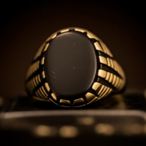 Image of THE MEN THING Royal Series - PRIME CREST RING - Pure Stainless Steel Men's Gold-Plated Ring - Statement Luxury Jewelry (Size : 16-19-22-24-26)