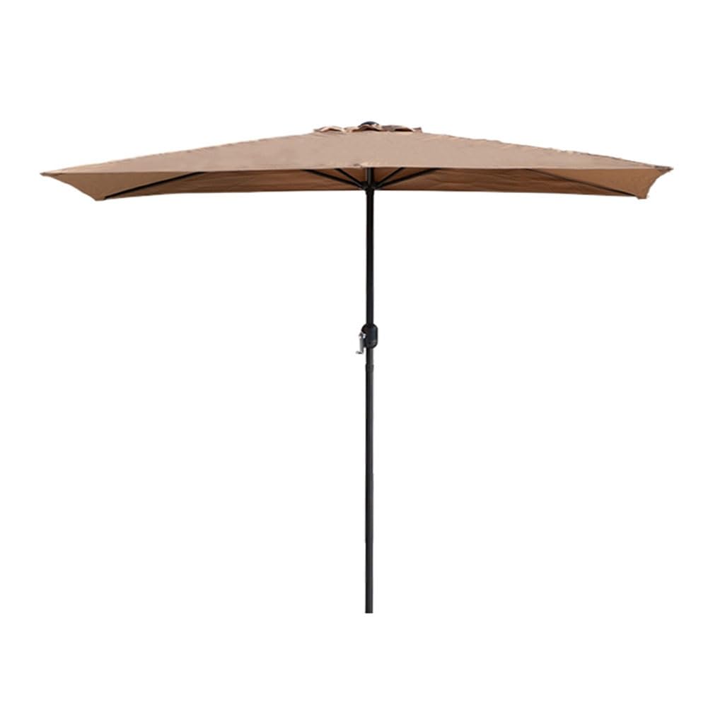 WDSOPK Rectangular Outdoor Patio Umbrella,Garden Parasol Umbrella with Crank,UV Protection Waterproof,Market for Deck Backyard Lawn(Khaki-8.2x4.2ft)