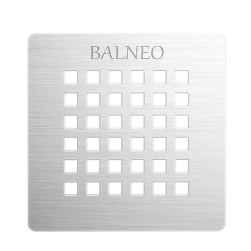 BALNEO Colador de Desagüe Para Plato de Ducha, Desagüe de Ducha, Tapa de Plato de Ducha de Bandeja de Piedra Cuadrada - Cromo A Cuadros 132 X 132mm Adecuado Para Los Platos de Ducha