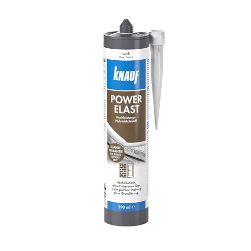 Knauf POWER-ELAST Hochleistungs Hybrid-Dichtstoff zum Verfugen von Anschluss-Fugen – Fugen-Dichtstoff u.a. für Holz, Stein, Mauer-Werk und Gips-Platten, 290 ml