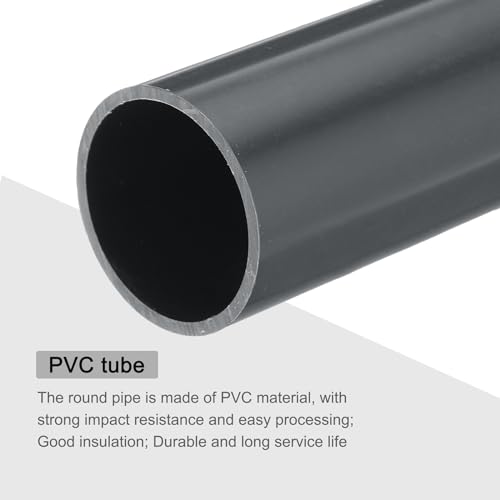 QUARKZMAN PVC Rohr, Durchmesser 43.8mm Länge 0.33m Rund Kunststoffrohr für Garten, Aquarium, Wasserleitung, Kabelkanal, lüftungsrohr (Dunkelgrau)