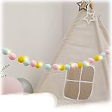DecoracióN Pompones Hechos Mano Guirnaldas Pompones Fieltro Guirnalda Pompones Colores Alfombra Bolas Fieltro Simplemente para DecoracióN Colgante Pared Fiesta CumpleañOs Dormitorio (2 Piezas)