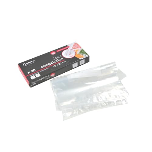 Immagine prodotto: Homéa, Set di 20 sacchetti per congelamento con zip in Pe, 1 L, 18 x 22 cm, non attribuita