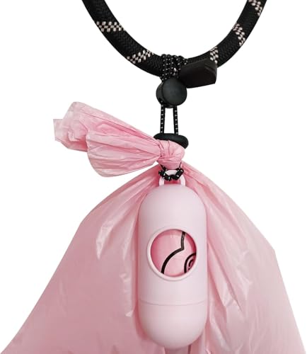 Image of YUCHIYA 2 Pack Dog Poop Bag Holder with 2 Rolls of Blue Leak-Proof Dog Waste Bags Poop Bag Dispenser with Leash Clip Key Ring (Pink, 1 Holder 135 Bags)