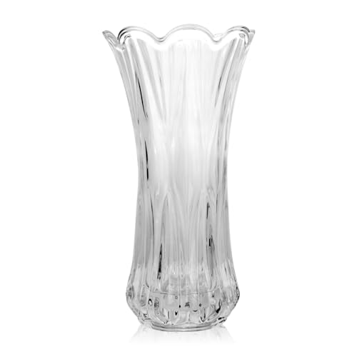 SENENQU Glass Vase, 30cm / 12 Inch Tall Clear Glass Vase, Large Crystal Flower Vase for Living Room Home Decoration