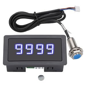 EEEkit 4 Digital Blue LED Tachometer, RPM Speed Meter Digital Motor with Hall Proximity Switch Sensor NPN for Conveyor Belts